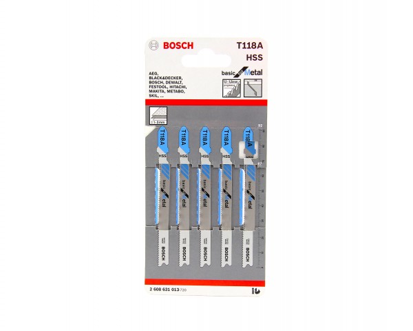 JIGSAW BLADE T118A PK5 BASIC FOR METAL T-SLOT 1-3MM MATERIAL 17-27 TPI ...